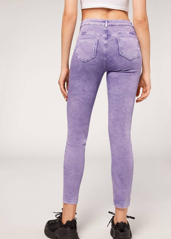 Purple Calzedonia Faded Skinny Push-Up Women's Jeans | USA2588BC