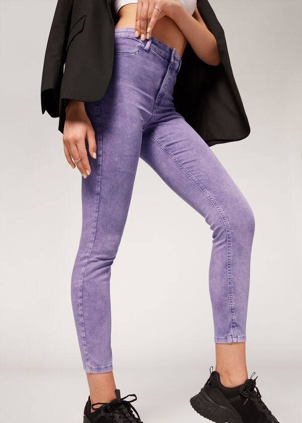 Purple Calzedonia Faded Skinny Push-Up Women's Jeans | USA2588BC