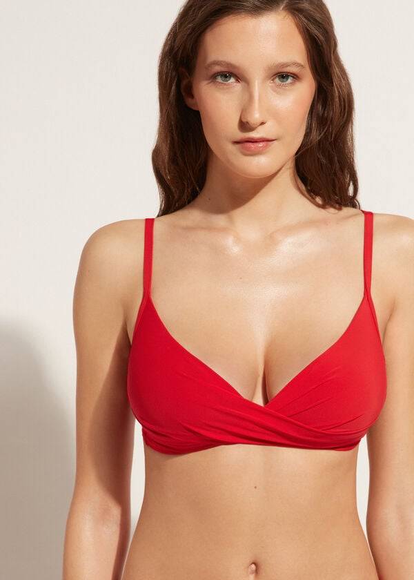 Red Calzedonia Graduated Soft Crisscross Padded Triangle Indonesia Women's Bikini Tops | USA1759ZG