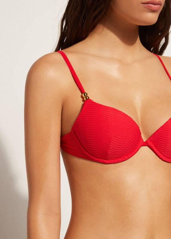 Red Calzedonia Padded Push-Up Casablanca Women's Bikini Tops | USA1847RW