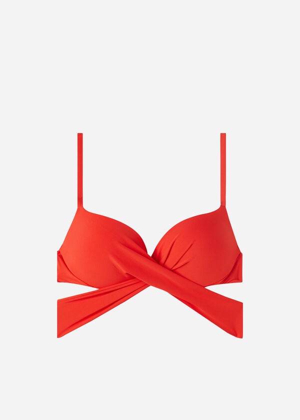 Red Calzedonia Padded Push Up Indonesia Eco Women's Bikini Tops | USA1819WY