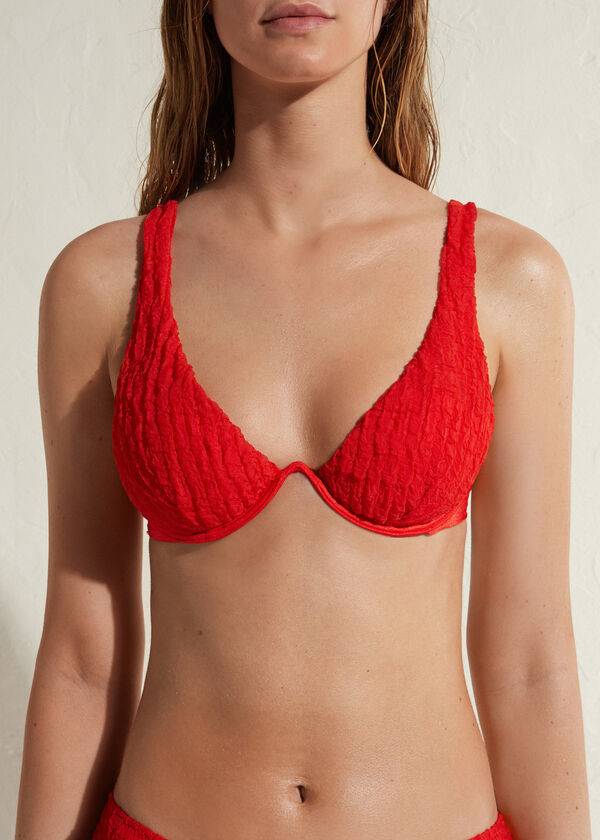 Red Calzedonia Padded Push-up Marrakech Women\'s Bikini Tops | USA1863ZG