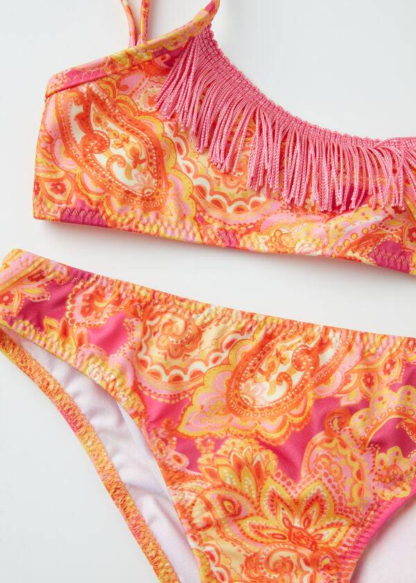 Red Calzedonia Paisley Two-Piece Jasmine Kids' Swimsuits | USA3048HK