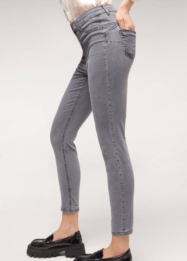 Silver Calzedonia Eco Light Push Up Denim Women's Jeans | USA2578IS