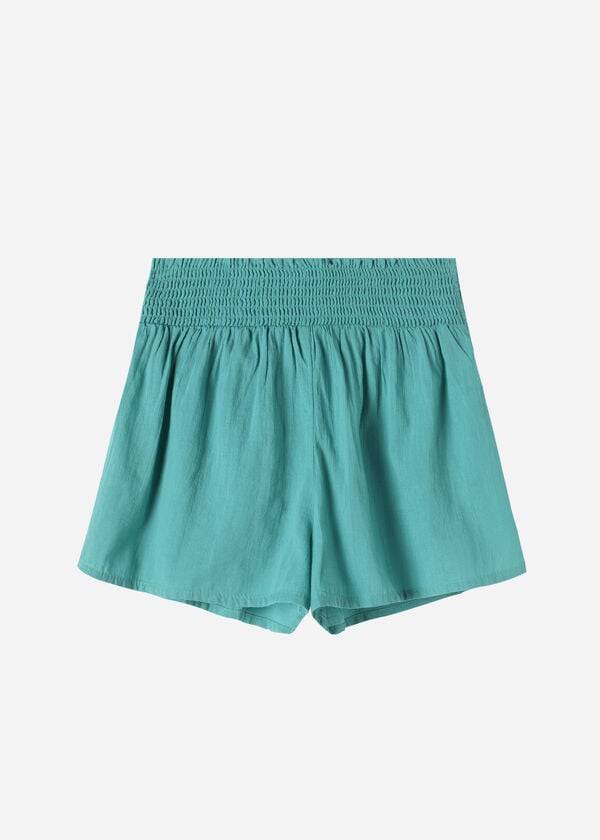 Turquoise Calzedonia Cotton Shorts Women's Cover Ups | USA2119HK