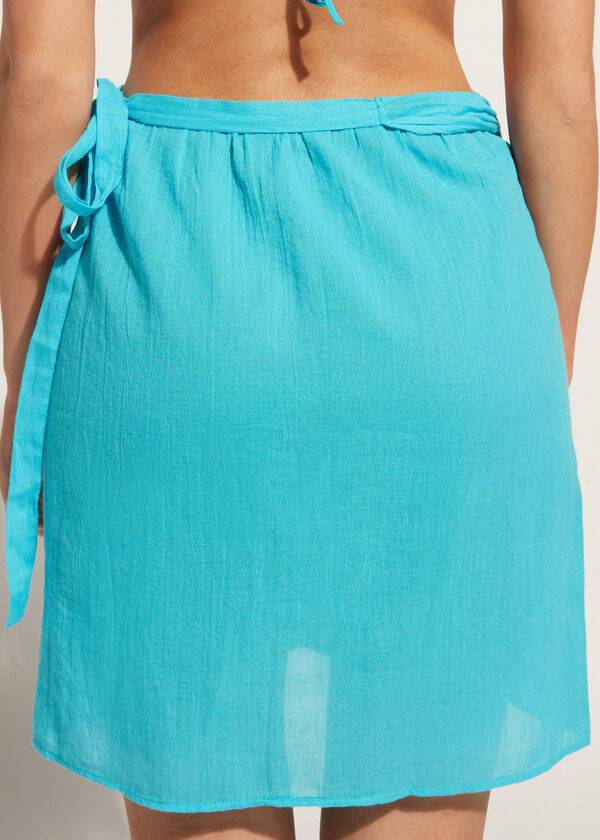 Turquoise / Green Calzedonia Short Wrap Sarong Women's Cover Ups | USA2138OR