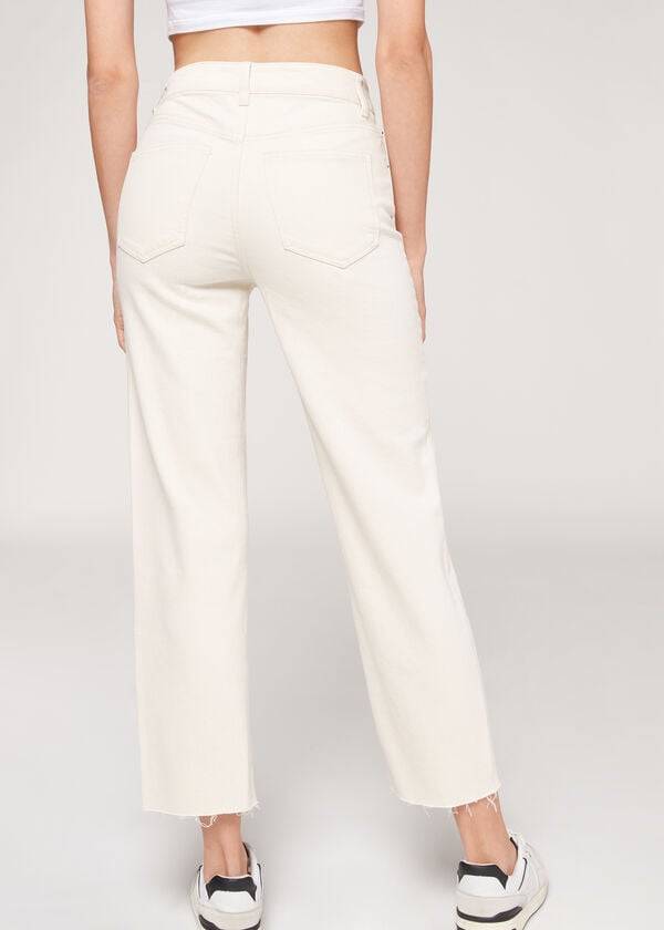 White Calzedonia Cropped Straight-Leg Women's Jeans | USA2565XF