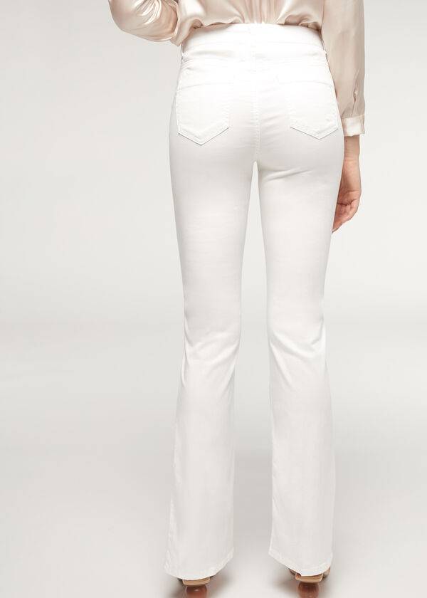 White Calzedonia Eco Light Flared Denim Women's Jeans | USA2574SO