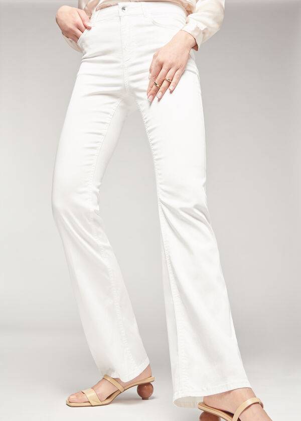 White Calzedonia Eco Light Flared Denim Women's Jeans | USA2574SO