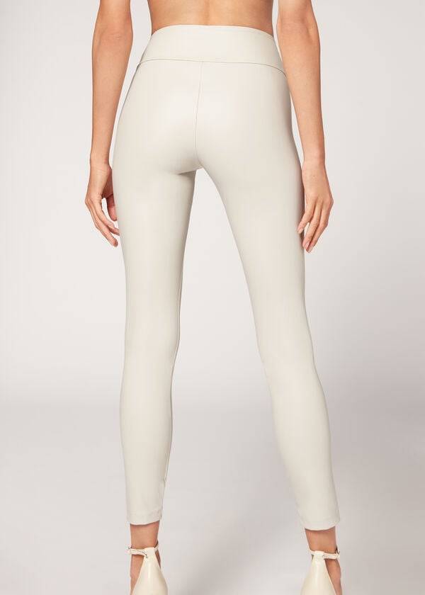 White Calzedonia Leather Effect Women's Leggings | USA2665KI