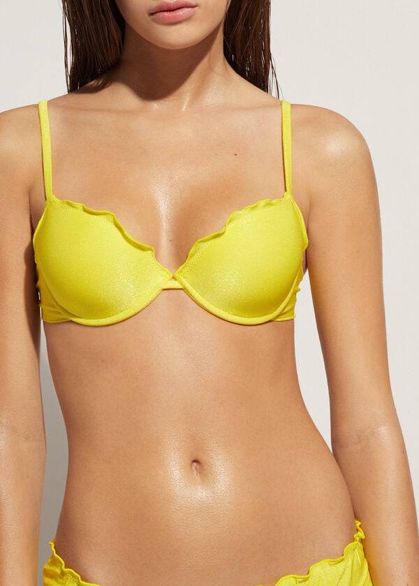 Yellow Calzedonia Push Up Formentera Women\'s Bikini Tops | USA1942XF